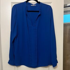 41 Hawthorn Blue Relaxed Blouse with Mandarin Collar